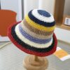 Crochet Hat with Multicolored Stripes, Trendy Summer Fashion Beach Sunshade Handmade Crochet Fisherman Hat Small Brim Foldable Floppy Bucket Straw Hats For Men/women; Adult One Size Fits Most (22-23 inches), adjustable size VTrendz