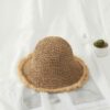 Straw w/Natural Fiber Brim Summer Hat, Trendy Summer Fashion Beach Sunshade Handmade Crochet Fisherman Hat Small Brim Foldable Floppy Bucket Straw Hats For Women: Adult One Size Fits Most (22-23 inches), adjustable size VTrendz