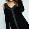 Soft Cold Shoulder Top with Rhinestones by Vocal VTrendz