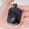 Wolf Black Obsidian Hand carved Necklace Pendants with Black Beads VTrendz