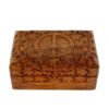 Hand Carved Decorative Peace Sign and Flowers Wooden Storage Box, 4"x6" VTrendz