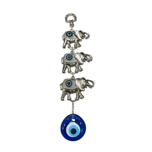 8.26" Inch 3 Elephant Evil Eye Hangings, Handmade