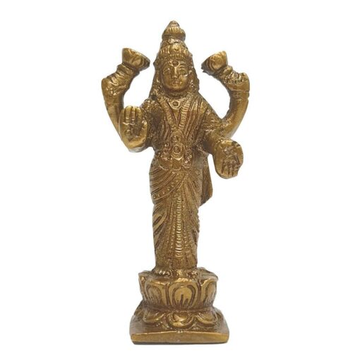 Lakshmi Statue Handmade Brass Idol Figurine Statue, 3.5"