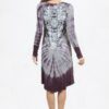 Vocal Purple / Grey Special Dyed V-Neck Long Sleeves Hi-Lo Dress With Print And Stone VTrendz