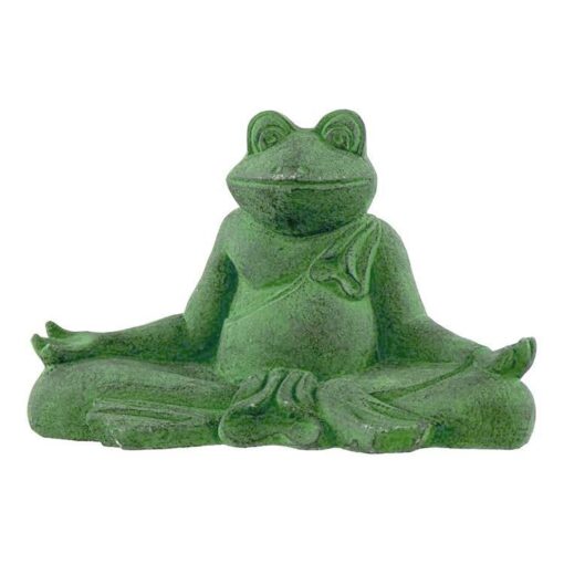 Meditating Lotus Yoga Position Volcanic Frog Statue 6.5" x 10" x 3.5"