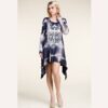 Vocal Blue- Cream Long Sleeves Tie dye Dress With Rhinestone VTrendz