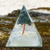 Selenite and Kambaba Jasper Base Tree of Life Orgonite Pyramid with Natural Crystals, Energy Healing, Reiki, Positivity 3*3*3 inch VTrendz