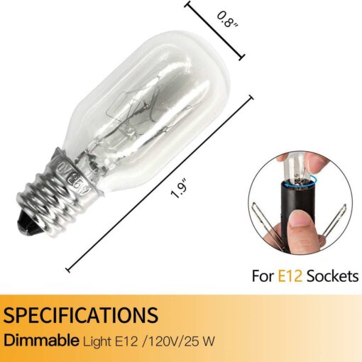 Light Bulbs for Himalayan Salt Lamps & Baskets, Chandeliers, Scentsy & Wax Warmers, E12 Socket Incandescent Candelabra Salt Lamp Bulb Long Lasting 25 Watt