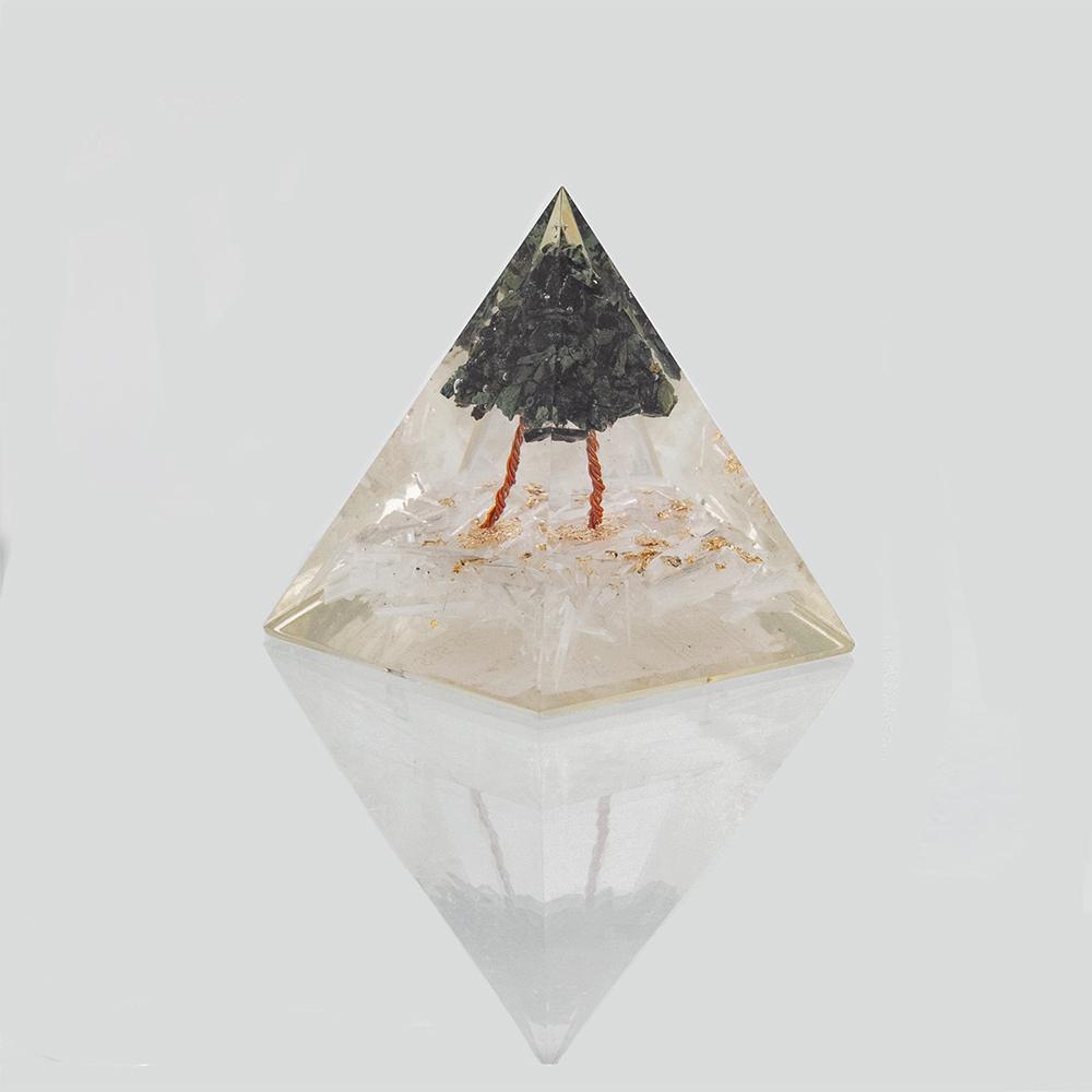 Selenite and Kambaba Jasper Base Tree of Life Orgonite Pyramid with Natural Crystals, Energy Healing, Reiki, Positivity 3*3*3 inch - Image 6