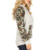 Solid Grey & Army Print Hood Top
