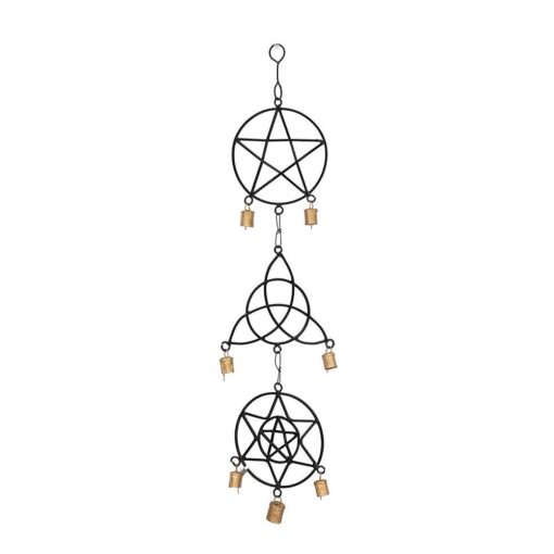 Pentacle Triquetra & 7-Point Star Wind Chime 24"