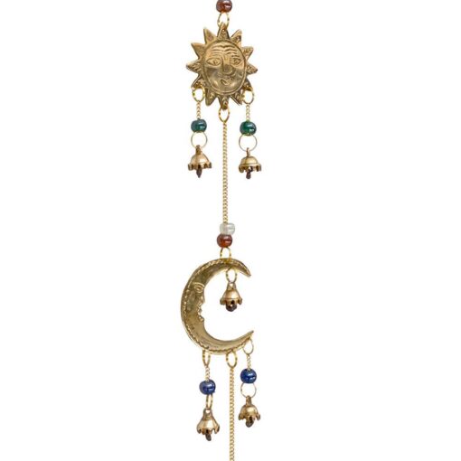 Celestial Windchime w/ Beads 21"L  sun moon stars bells
