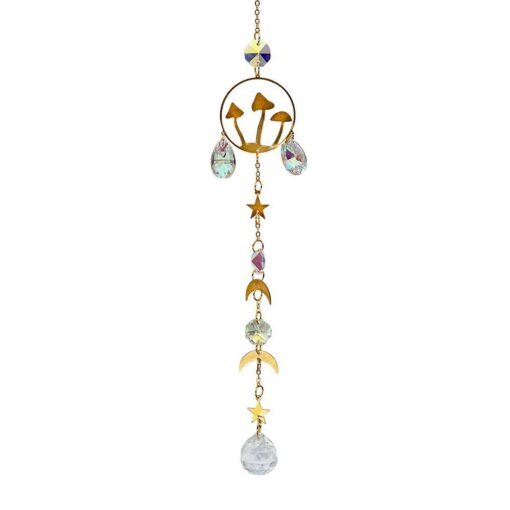 Rainbow Crystals Suncatcher with Mushroom Design, 16"L
