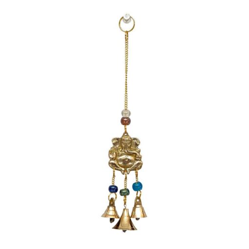 Ganesha Wind Chime Brass with beads 9"L