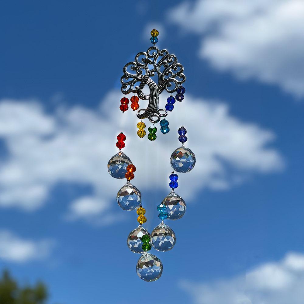 Colorful Crystal Beads Suncatcher with Tree of Life Design, 16"L - Image 5