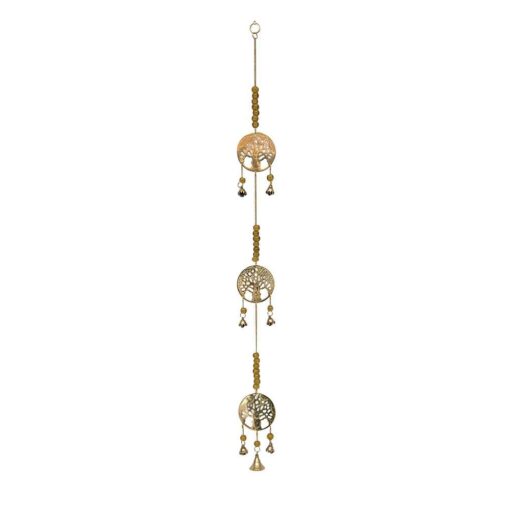 3 Tree of Life Brass Windchime with Beads 29"L