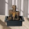 5 Pillars with LED Candles option Antique Resin Tabletop Waterfall Fountain 23*17.5*23 cm VTrendz