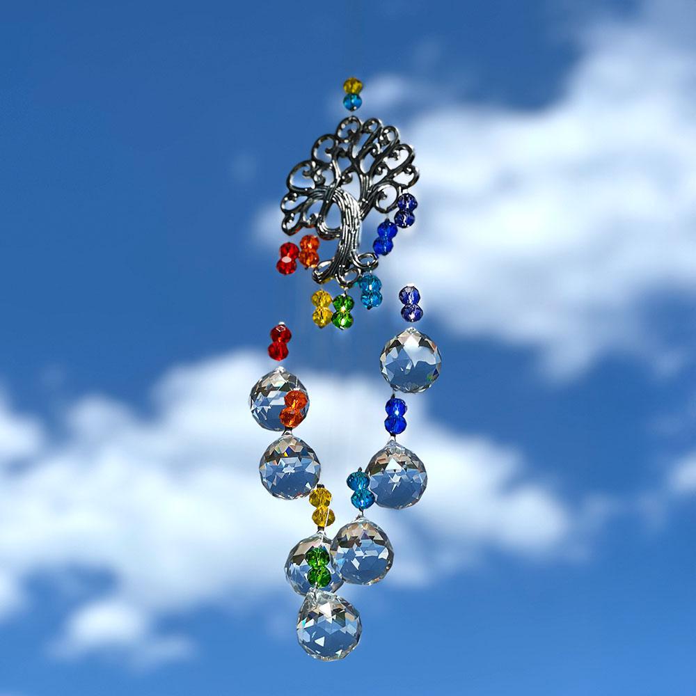 Colorful Crystal Beads Suncatcher with Tree of Life Design, 16"L - Image 4