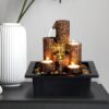 5 Pillars with LED Candles option Antique Resin Tabletop Waterfall Fountain 23*17.5*23 cm VTrendz