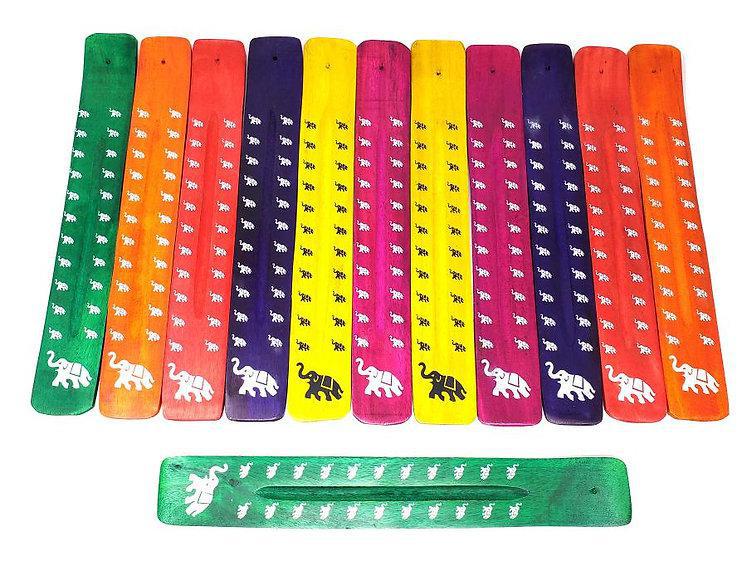 Colorful Elephant Wood Ash Catcher | Path of Wisdom (10"L)