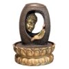 Buddha Face with Hand & LED Antique Resin Tabletop Waterfall Fountain VTrendz