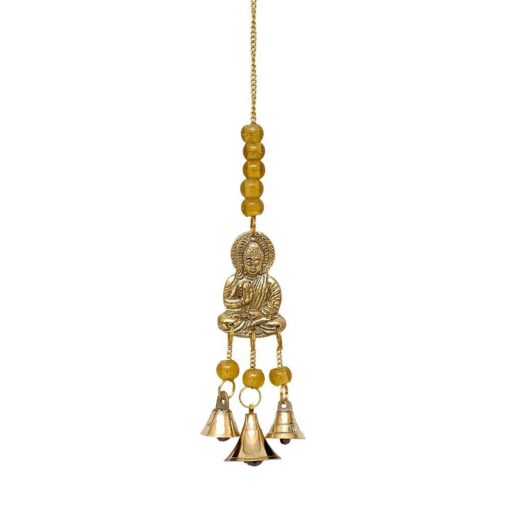 Buddha Brass Wind Chime w/ Beads 9"L