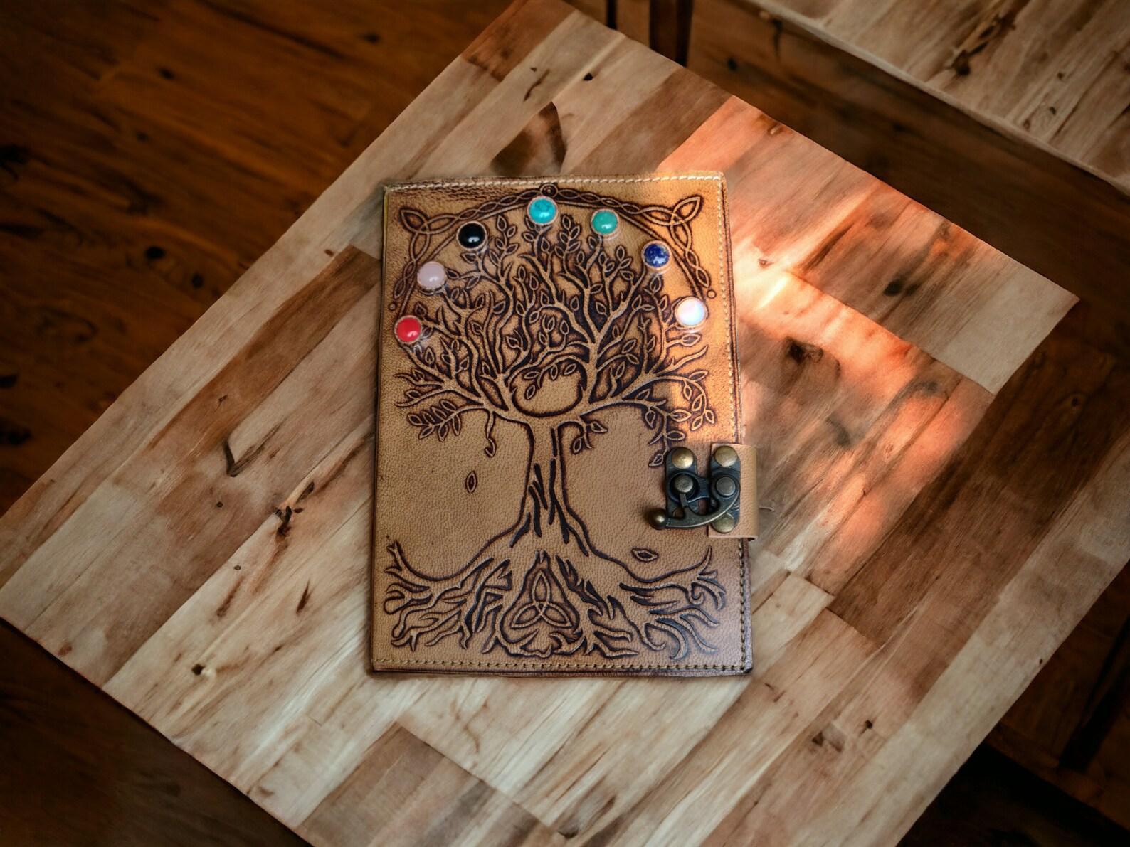 Seven Chakra Tree of Life Leather Grimoire | Journal of Balance - Image 2