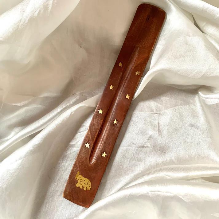 Elephant & Star Brass Inlay Wood Ash Catcher | Path of Wisdom (10"L) - Image 4
