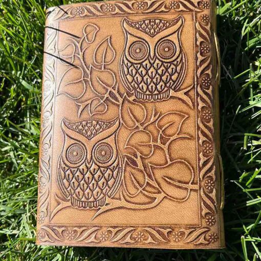 Wise Owls Embossed Leather Journal | A Keeper of Secret Knowledge