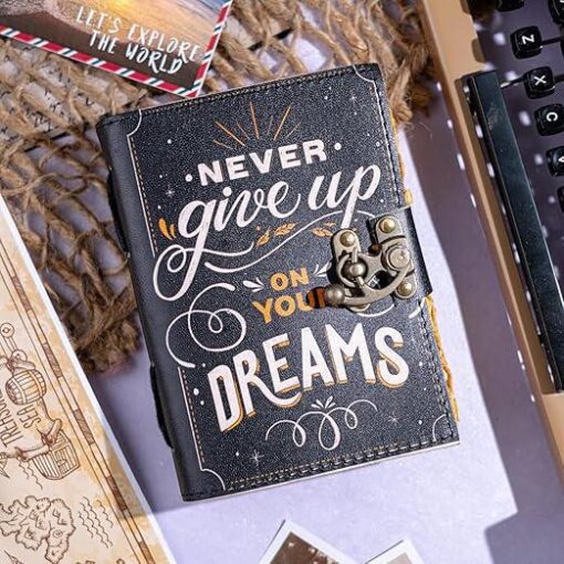 "Never Give Up" Leather Journal | Your Guidebook for Goals & Dreams