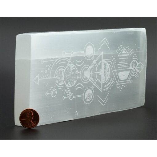 Selenite Engraved Charging Plate: Solar System & Cosmic Alignment (8 Inch)