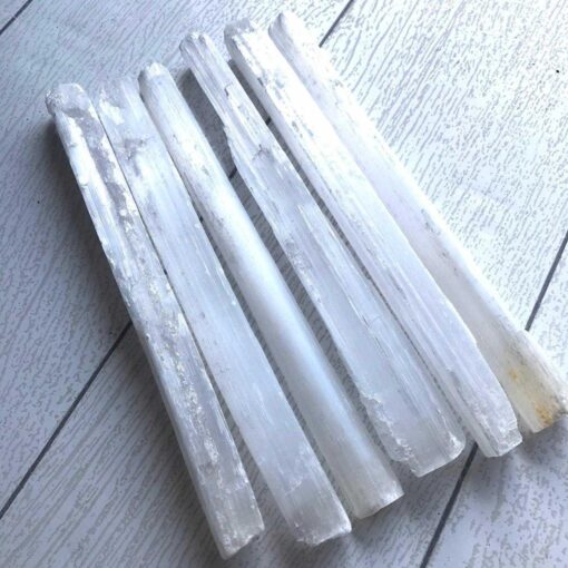 Selenite Raw Wand: Spiritual Protection & Energy Alignment (White, 4-5 inches)