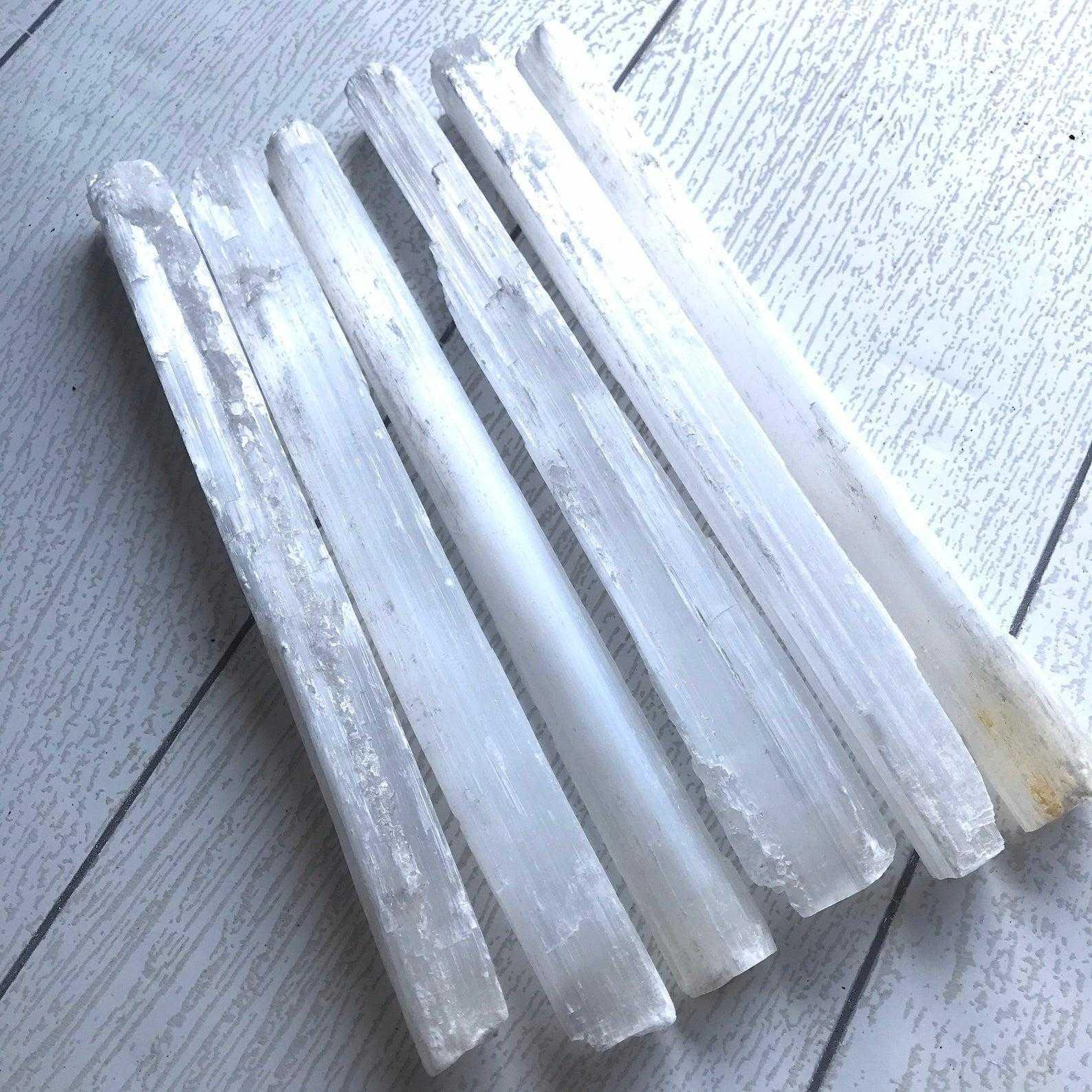 Selenite Raw Wand: Spiritual Protection & Energy Alignment (White, 4-5 inches)