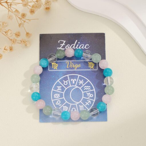 Virgo Zodiac Crystal Bracelet – Mental Clarity & Organization – Amazonite & Green Aventurine – 8mm