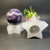 Selenite Star Candle Holder & Sphere Stand: Celestial Anchor for Metaphysical Balance VTrendz.net
