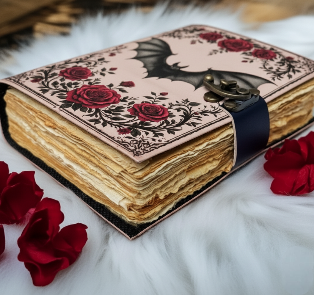 Gothic Bat & Rose Leather Journal | Grimoire of Night's Secrets - Image 2