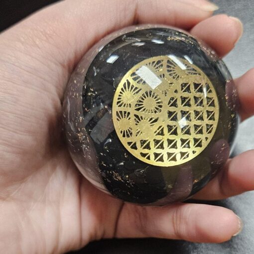Black Tourmaline Orgone Sphere – Artifact of Ultimate Protection & Grounding – 2.5"