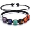 7-Chakra Macrame Tumbled Rectangle Stone Bracelet: Geometric Alignment & Raw Stability VTrendz