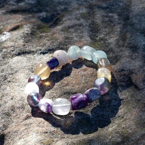 The Mental Prism: 14mm Colorful Fluorite Tumbled Bracelet