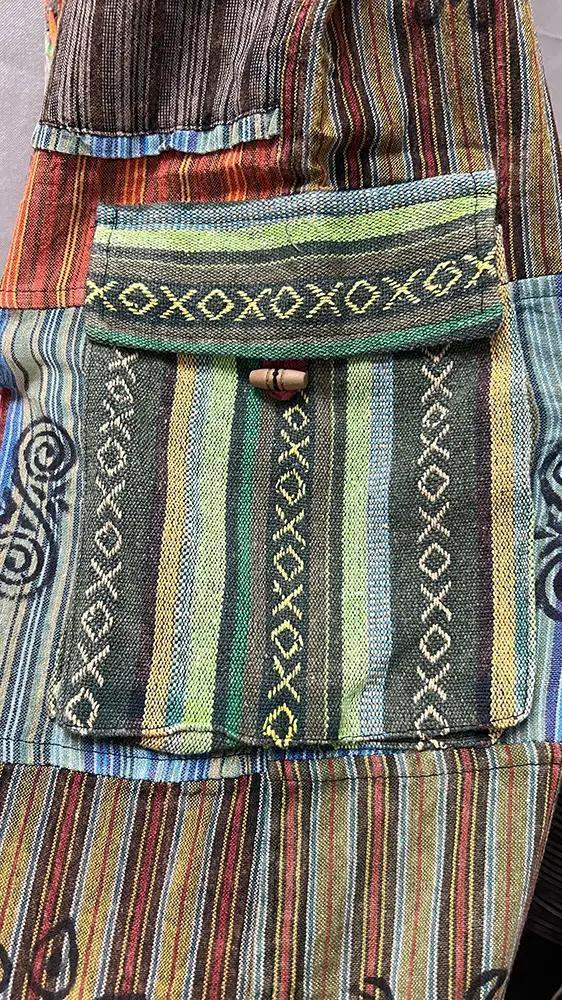 Front pocket sun moon embroidery Elastic Bottom patch pants - Image 6