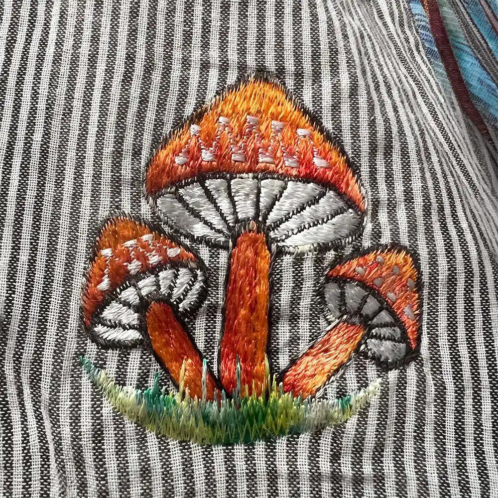 Front pocket sun moon embroidery Elastic Bottom patch pants - Image 7