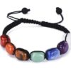 7-Chakra Macrame Tumbled Rectangle Stone Bracelet: Geometric Alignment & Raw Stability VTrendz