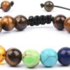 Tiger Eye 7-Chakra Adjustable Macrame Bracelet: Primal Courage & Total Alignment VTrendz