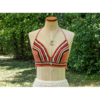 Crochet Bikini Top with Striped Pattern/ Crop Top/ Bra Top, Handmade, 1 Size Fits Most