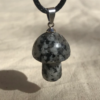 Black Labradorite Mushroom Carved Pendant Necklace Natural Crystals For Energy Balancing, Meditation, Reiki, Healing Approx. 2cm Pendant VTrendz