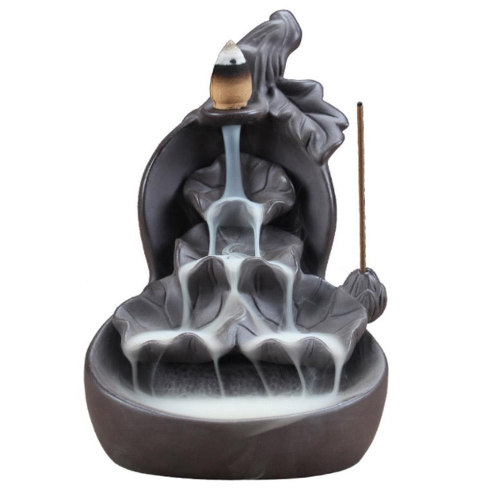 Waterfall Backflow Incense Burner, Reflux Burner, Large Handmade Ceramic Backflow Cone Sticks Incense Holder Home Decor Craftwork Figurine - Image 3