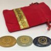 7-Chakra Stone Set Engraved Oval / Round Gemstone in Black Velvet Chakra Pouch VTrendz