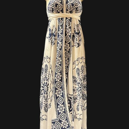 Scarf Dress with Belt around the Waist and Batik Print & Embroidery, One Size Fits Most