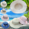 Flower & Pearl Straw Hats For Women Summer Grass Folding Visor Hat VTrendz