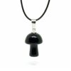 Black Onyx Mushroom Carved Pendant Necklace Natural Crystals For Energy Balancing, Meditation, Reiki, Healing Approx. 2cm Pendant VTrendz